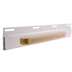 UP21421-Stainless Top Mud Flap Plate With 11 LED 17" Light Bar - Amber LED/Amber Lens (Each)