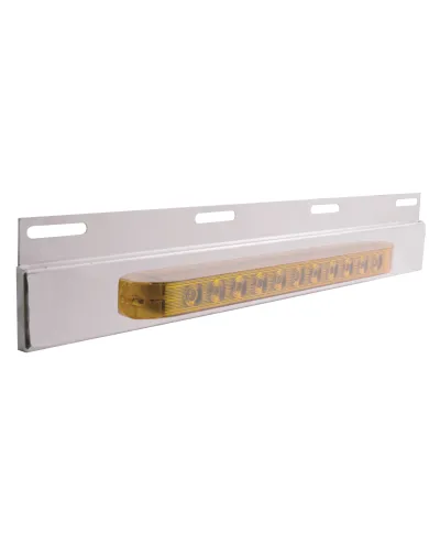 UP21421-Stainless Top Mud Flap Plate With 11 LED 17" Light Bar - Amber LED/Amber Lens (Each)