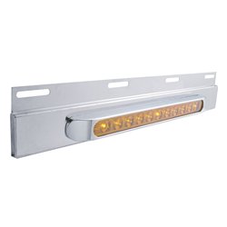 UP21425-Stainless Top Mud Flap Plate With 11 LED 17" Light Bar & Bezel - Amber LED/Amber Lens (Each)