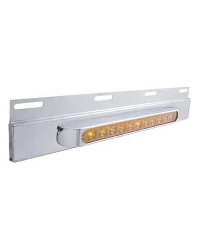 UP21425-Stainless Top Mud Flap Plate With 11 LED 17" Light Bar & Bezel - Amber LED/Amber Lens (Each)