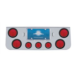 UP21435-Chrome Rear Center Panel With Four 4" Lights & Three 2.5" Lights & Grommets