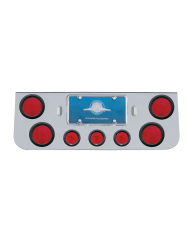 UP21435-Chrome Rear Center Panel With Four 4" Lights & Three 2.5" Lights & Grommets