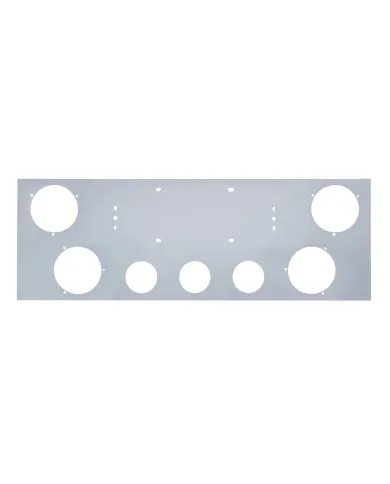 UP21495-Stainless Steel Rear Center Light Panel With Four 4" Light Cutouts & Three 2.5" Light Cutouts