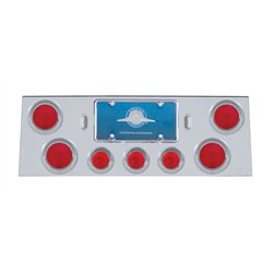 UP21608-Stainless Rear Center Panel With 4X 4" Lights & 3X 2.5" Flat Lights & Visors