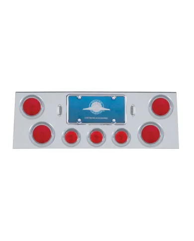 UP21608-Stainless Rear Center Panel With 4X 4" Lights & 3X 2.5" Flat Lights & Visors