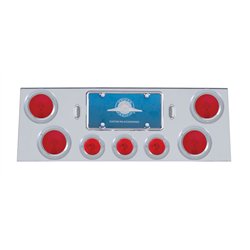 UP21609-Stainless Rear Center Panel With 4X 4" Lights & 3X 2.5" Flat Lights & Bezels