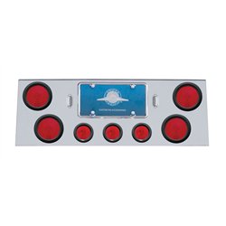 UP21612-Stainless Rear Center Panel With 4X 4" Lights & 3X 2.5" Flat Lights & Grommets