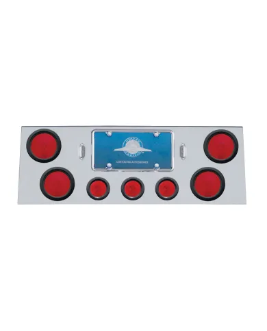 UP21612-Stainless Rear Center Panel With 4X 4" Lights & 3X 2.5" Flat Lights & Grommets