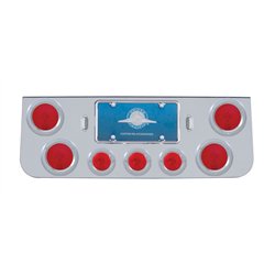 UP21614-Chrome Rear Center Panel With Four 4" Lights & Three 2.5" Lights & Bezels