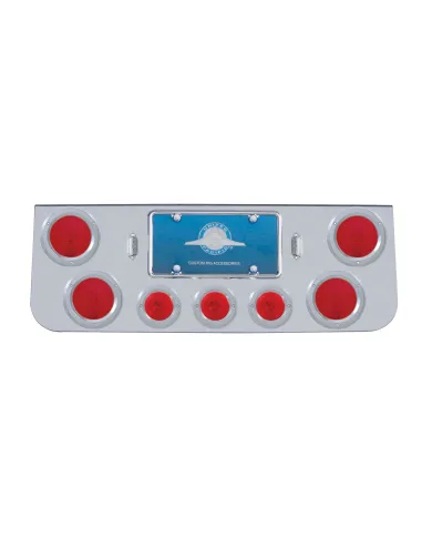UP21614-Chrome Rear Center Panel With Four 4" Lights & Three 2.5" Lights & Bezels
