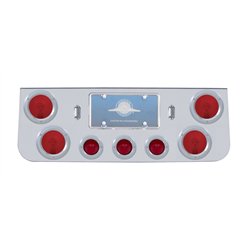 UP21615-Chrome Rear Center Panel With Four 4" Lights & Three 2.5" Beehive Lights & Bezels
