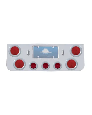 UP21615-Chrome Rear Center Panel With Four 4" Lights & Three 2.5" Beehive Lights & Bezels