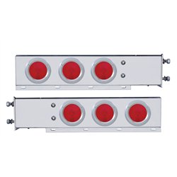 UP22239-3-3/4" Bolt Pattern Deluxe Stainless Spring Loaded Light Bar With 6X 4" Lights & Bezels (Pair)