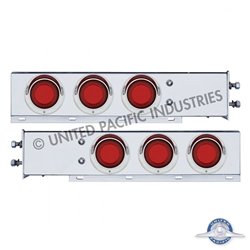 UP22252-2.5" Bolt Pattern SS Spring Loaded Rear Bar W/6X 4" Red LED Mirage Lights & Visor -Red Lens (Pair)