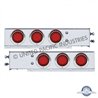 UP22252-2.5" Bolt Pattern SS Spring Loaded Rear Bar W/6X 4" Red LED Mirage Lights & Visor -Red Lens (Pair)