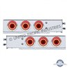 UP22252-2.5" Bolt Pattern SS Spring Loaded Rear Bar W/6X 4" Red LED Mirage Lights & Visor -Red Lens (Pair)