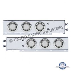 UP22253-2.5" Bolt Pattern SS Spring Loaded Rear Bar W/6X 4" Red LED Mirage Lights & Visor -Clear Lens (Pair)