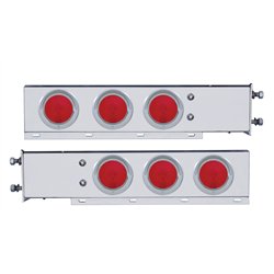UP22350-3-3/4" Bolt Pattern Stainless Spring Loaded Light Bar With 6X 4" Lights & Visors (Pair)