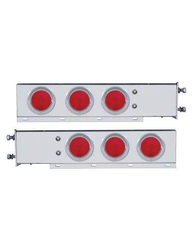 UP22350-3-3/4" Bolt Pattern Stainless Spring Loaded Light Bar With 6X 4" Lights & Visors (Pair)