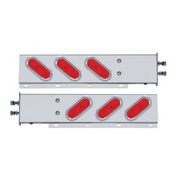 UP22354-2.5" Bolt Pattern Stainless Spring Loaded Light Bar With 6X Oval Lights & Visors (Pair)