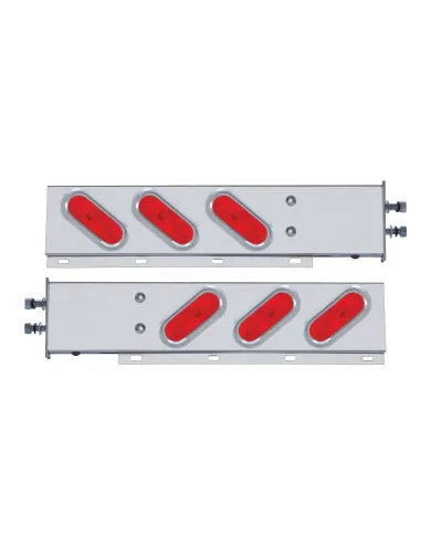 UP22354-2.5" Bolt Pattern Stainless Spring Loaded Light Bar With 6X Oval Lights & Visors (Pair)