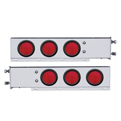 UP22356-3-3/4" Bolt Pattern Stainless Spring Loaded Light Bar With 6X 4" Lights & Grommets (Pair)