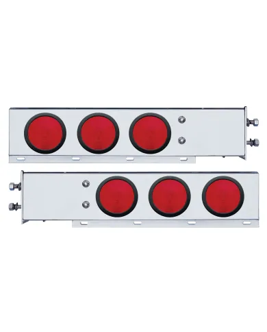 UP22357-2.5" Bolt Pattern Stainless Spring Loaded Light Bar With 6X 4" Lights & Grommets (Pair)