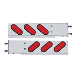 UP22359-3-3/4" Bolt Pattern Stainless Spring Loaded Light Bar With 6X Oval Lights & Grommets (Pair)