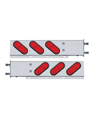 UP22359-3-3/4" Bolt Pattern Stainless Spring Loaded Light Bar With 6X Oval Lights & Grommets (Pair)