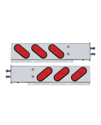 UP22360-2.5" Bolt Pattern Stainless Spring Loaded Light Bar With 6X Oval Lights & Grommets (Pair)