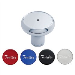 UP22990-Deluxe Aluminum Screw-On Air Valve Knob With Multi-Color Glossy Trailer Sticker - Chrome