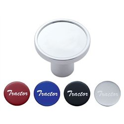 UP22991-"Tractor" Chrome Aluminum Screw-On Air Valve Knob With Multi Color Glossy Sticker