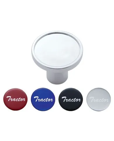 UP22991-"Tractor" Chrome Aluminum Screw-On Air Valve Knob With Multi Color Glossy Sticker