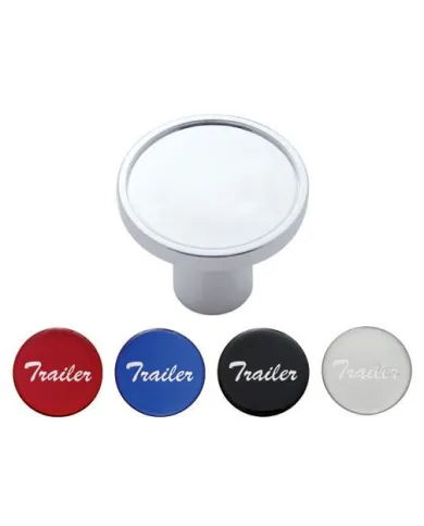 UP22992-"Trailer" Chrome Aluminum Screw-On Air Valve Knob With Multi Color Glossy Sticker