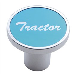 UP23011-Aluminum Screw-On Air Valve Knob With Tractor Script Sticker - Blue Sticker