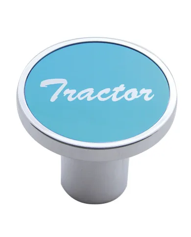 UP23011-Aluminum Screw-On Air Valve Knob With Tractor Script Sticker - Blue Sticker