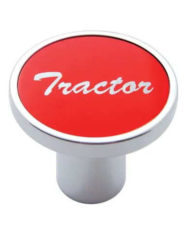 UP23013-Aluminum Screw-On Air Valve Knob With Tractor Script Sticker - Red Sticker