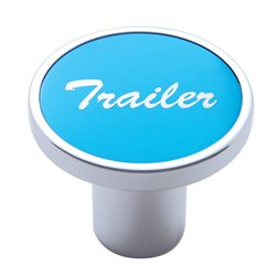 UP23018-Aluminum Screw-On Air Valve Knob With Trailer Script Sticker - Blue Sticker
