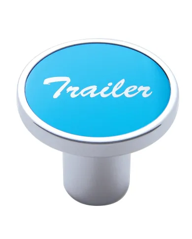 UP23018-Aluminum Screw-On Air Valve Knob With Trailer Script Sticker - Blue Sticker