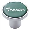 UP23224-Aluminum Screw-On Air Valve Knob With Glossy Tractor Script Sticker - Green Sticker
