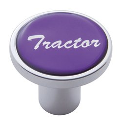 UP23225-Aluminum Screw-On Air Valve Knob With Glossy Tractor Script Sticker - Purple Sticker