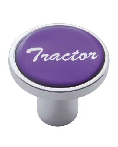 UP23225-Aluminum Screw-On Air Valve Knob With Glossy Tractor Script Sticker - Purple Sticker