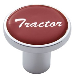 UP23226-Aluminum Screw-On Air Valve Knob With Glossy Tractor Script Sticker - Red Sticker