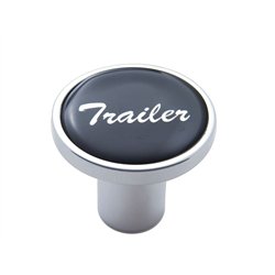 UP23229-Aluminum Screw-On Air Valve Knob With Glossy Trailer Script Sticker - Black Sticker