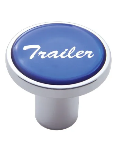 UP23230-Aluminum Screw-On Air Valve Knob With Glossy Trailer Script Sticker - Blue Sticker
