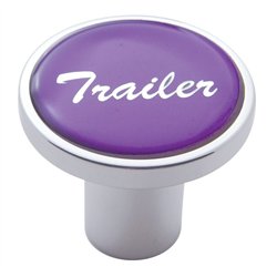 UP23232-Aluminum Screw-On Air Valve Knob With Glossy Trailer Script Sticker - Purple Sticker