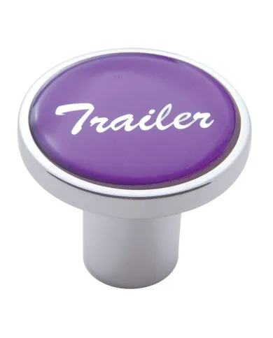 UP23232-Aluminum Screw-On Air Valve Knob With Glossy Trailer Script Sticker - Purple Sticker