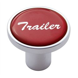 UP23233-Aluminum Screw-On Air Valve Knob With Glossy Trailer Script Sticker - Red Sticker