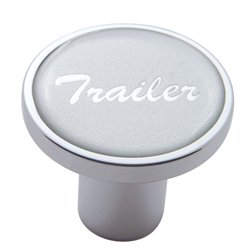 UP23234-Aluminum Screw-On Air Valve Knob With Glossy Trailer Script Sticker - Silver Sticker