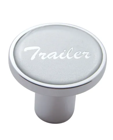 UP23234-Aluminum Screw-On Air Valve Knob With Glossy Trailer Script Sticker - Silver Sticker